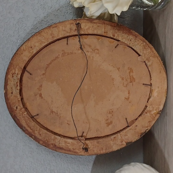 Antique Oval Wood Frame Vintage Wood Frame Art Print Boy & Dog Oval Shadow Box - Picture 8 of 16